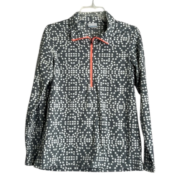 Columbia Tops - Columbia 1/4 Zip Gray/ White Patterened Lightweight Fleece Shirt - SZ: M